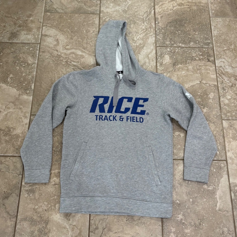 Adidas Rice University Track & Field Hoodie Mens Medium Gray Pullover Sweatshirt